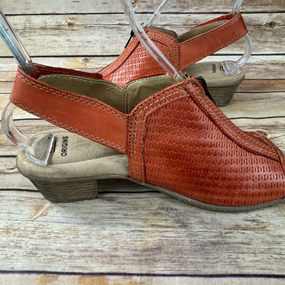Earth Origins Womens Orange Open Toe Slingback Low Heel Leather Sandals 9.5 - Picture 5 of 14